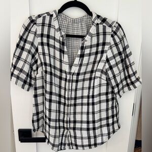 Plaid Black and White Women's Top